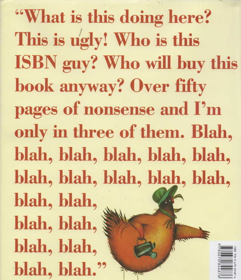 The Stinky Cheese Man’s back cover (Jon Scieszka and Lane Smith)